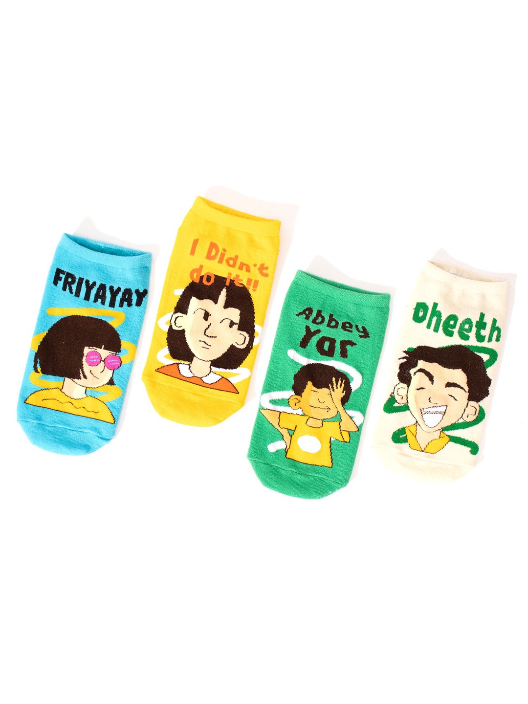 

Thela Gaadi Women Pack Of 4 Printed Ankle-Length Socks, Beige