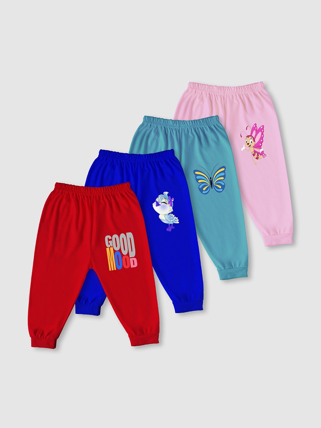 

Lavi-Tavi Kids Pack Of 4 Mid-Rise Track Pants, Red