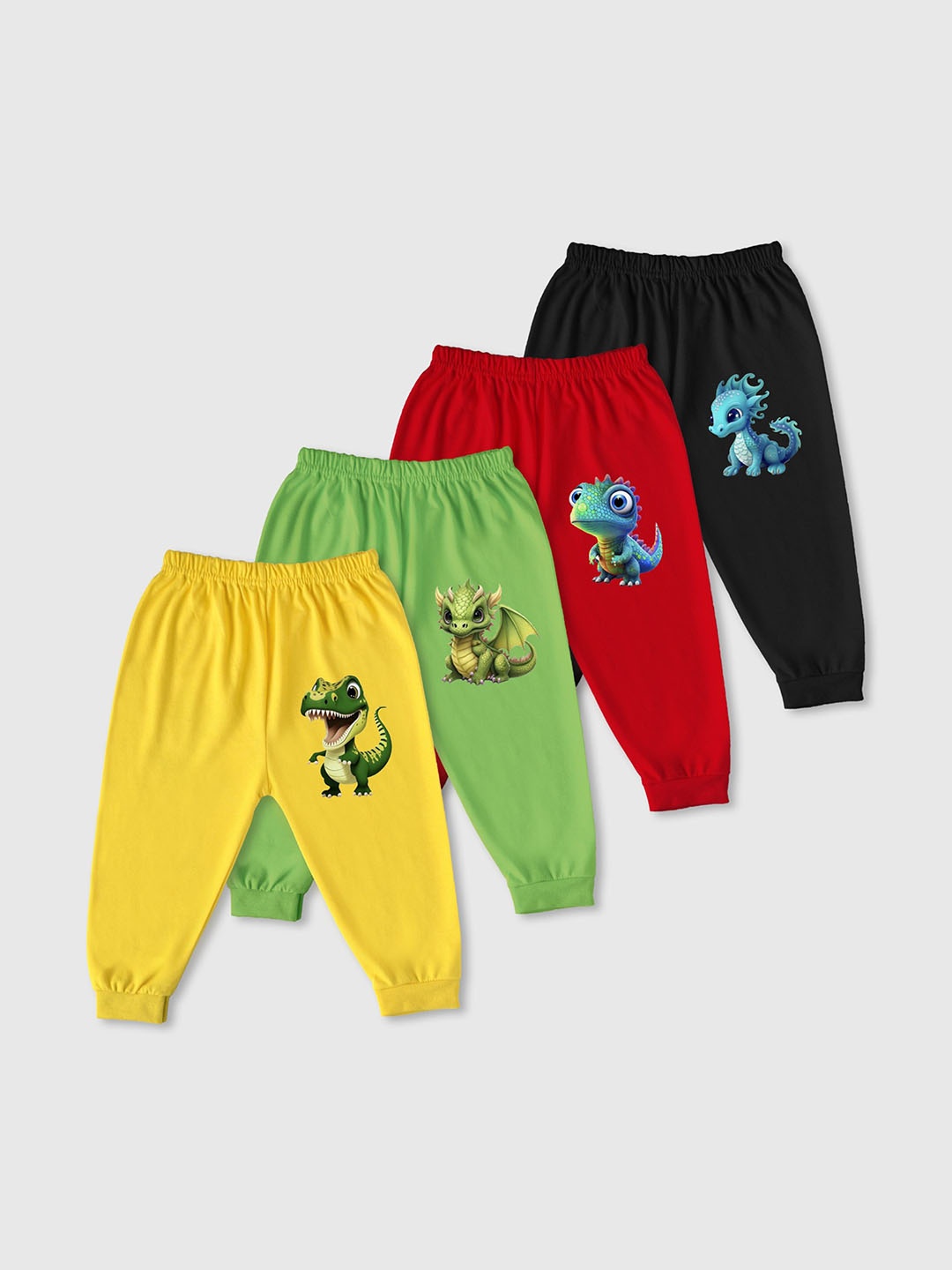 

Lavi-Tavi Infants Unisex Pack Of 4 Graphic Printed Joggers, Yellow