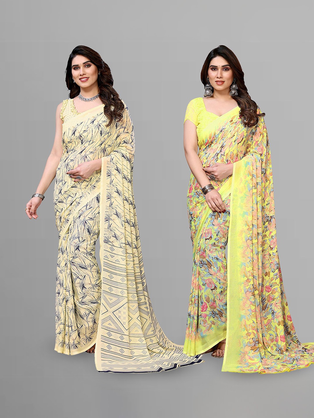 

Moda Rapido Floral Poly Georgette Saree, Yellow