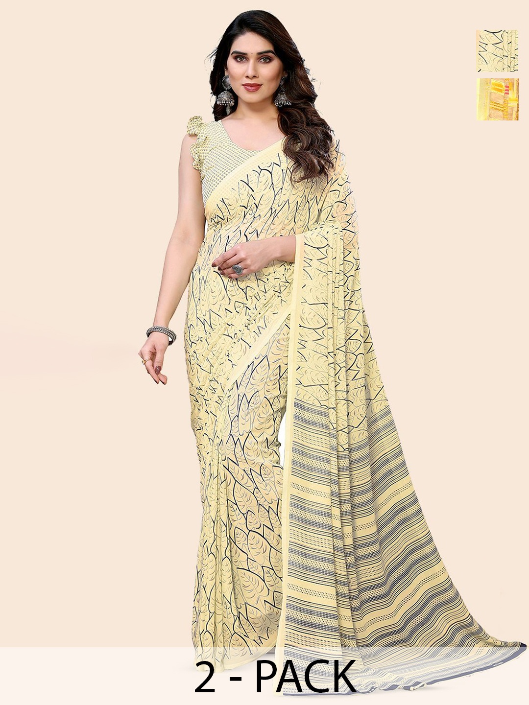 

Moda Rapido Floral Poly Georgette Saree, Yellow