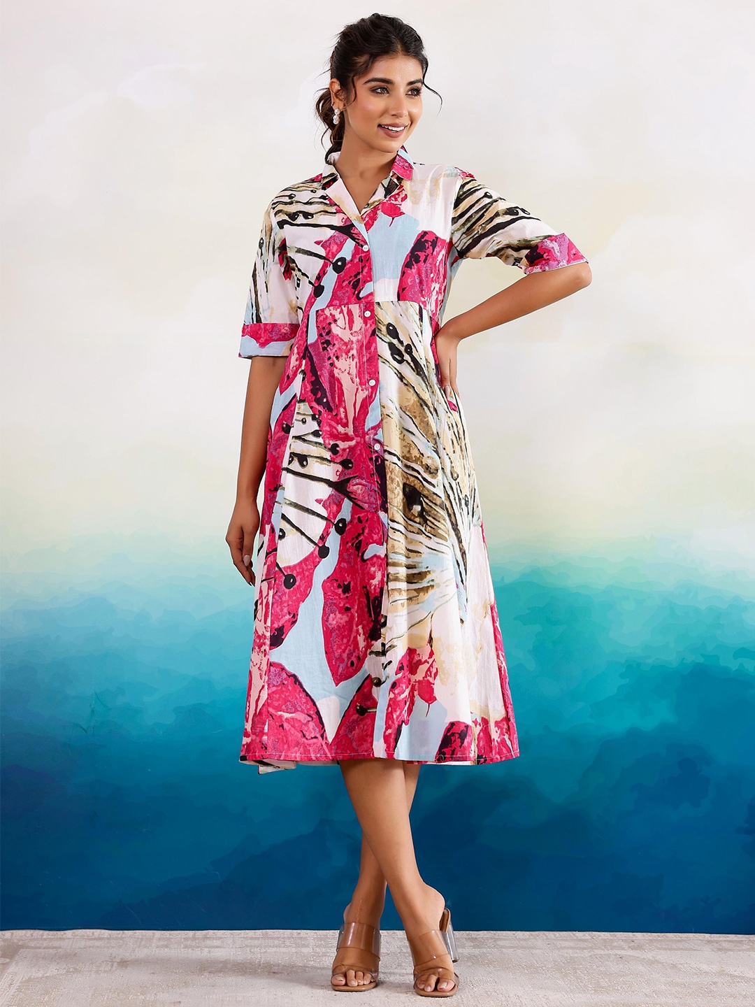 

LABEL FLAVIA Print A-Line Dress, Na
