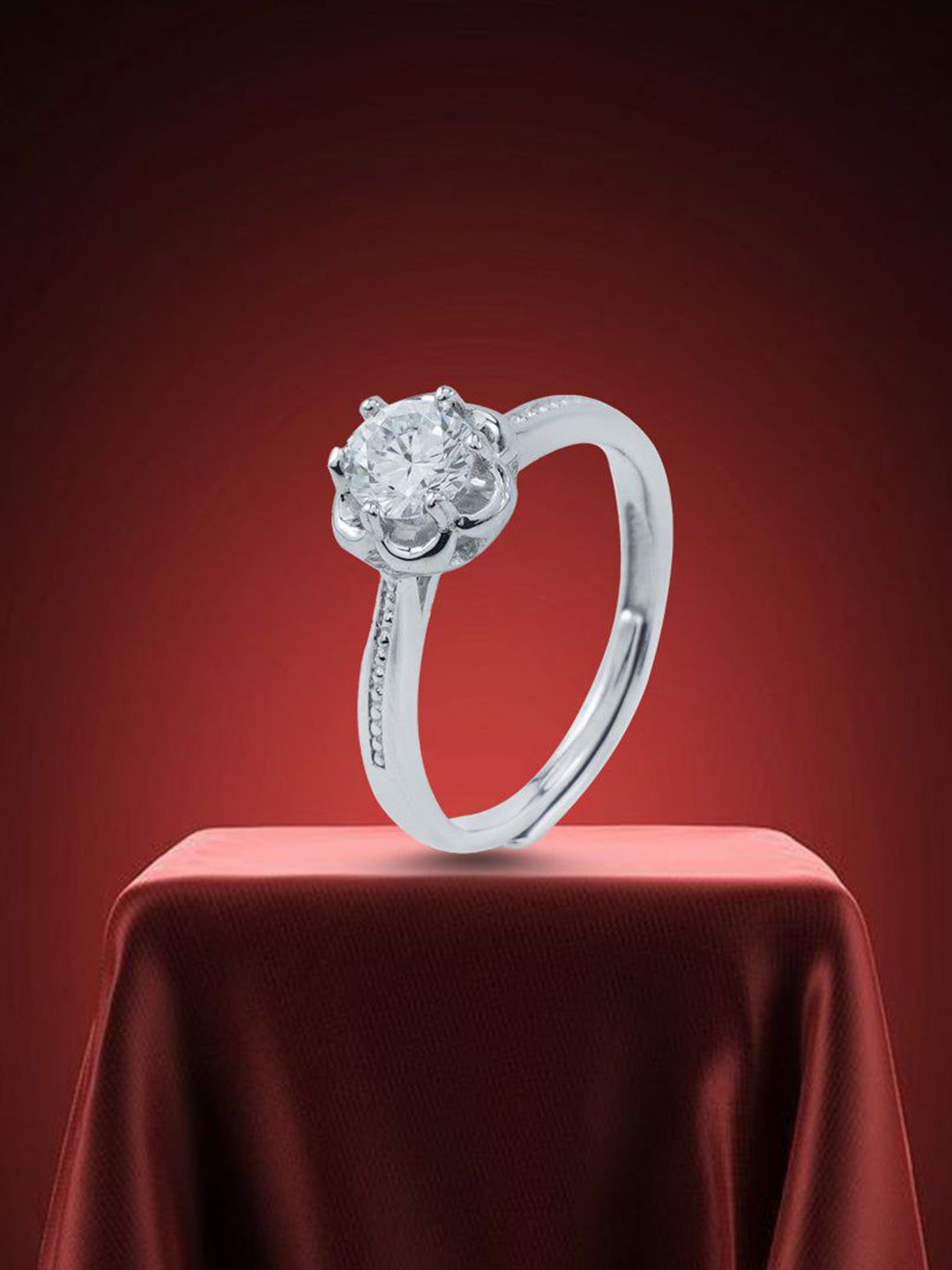 

Nipura 925 Sterling Silver Rhodium Plated Cubic Zircon Studded Finger Ring