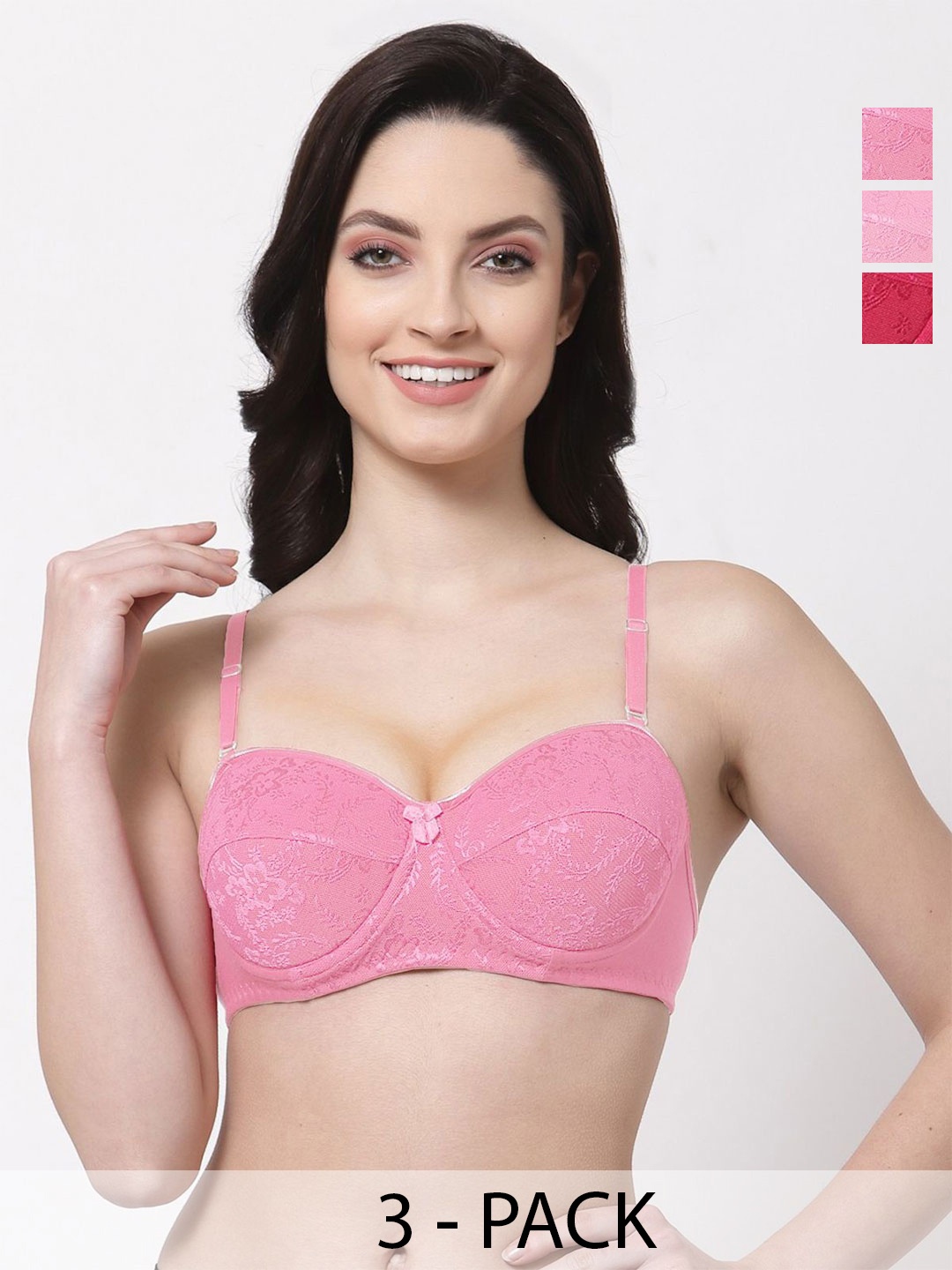 

SHYAM SONS FLAIR Floral Bralette Bra Full Coverage Lightly Padded, Pink