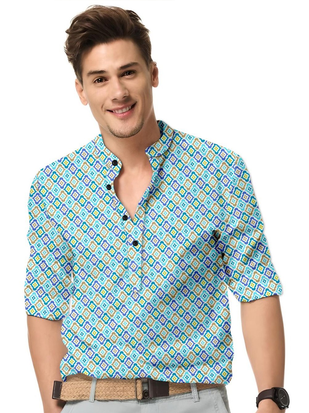 

ISUEL FAB Men Floral Printed India Slim Fit Casual Shirt, Blue