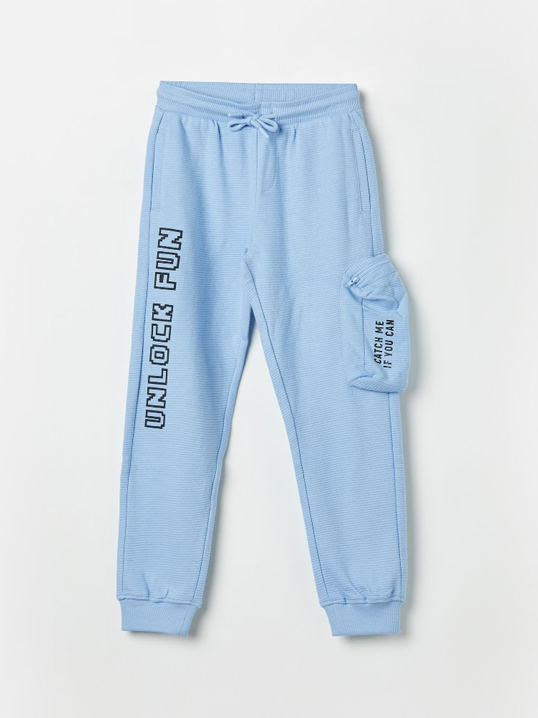 

Fame Forever by Lifestyle Boys Printed Pure Cotton Joggers, Blue