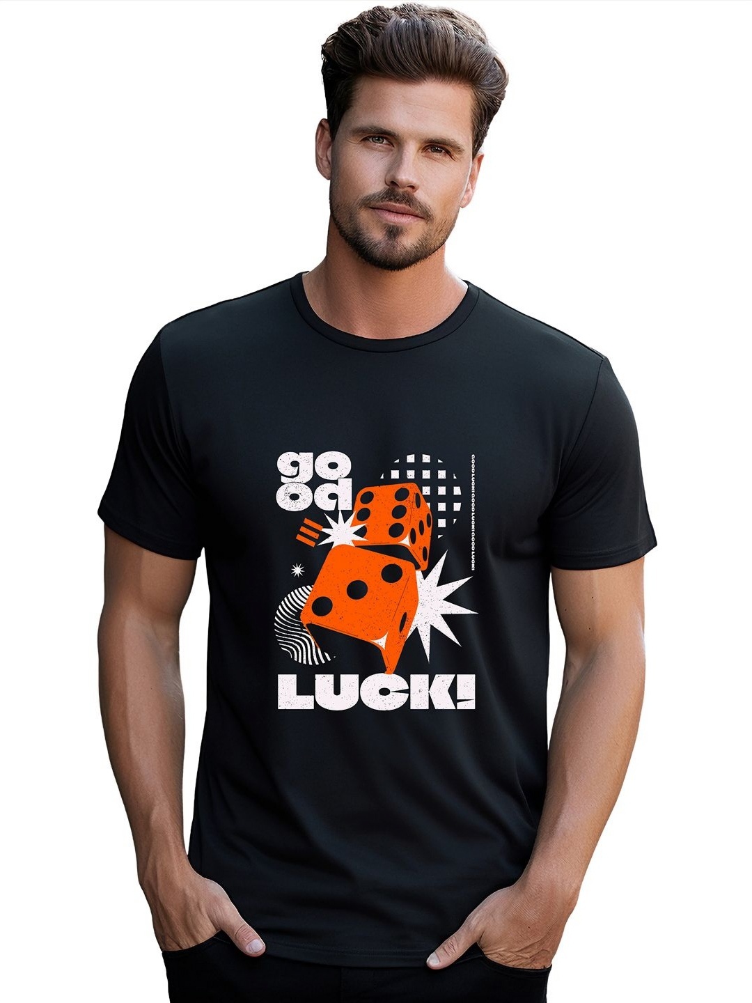 

BOWLIFESTYLE Men Graphic Printed Round Neck Cotton T-shirt, Black