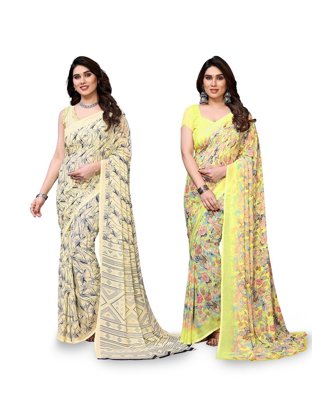 

Moda Rapido Floral Poly Georgette Saree, Yellow