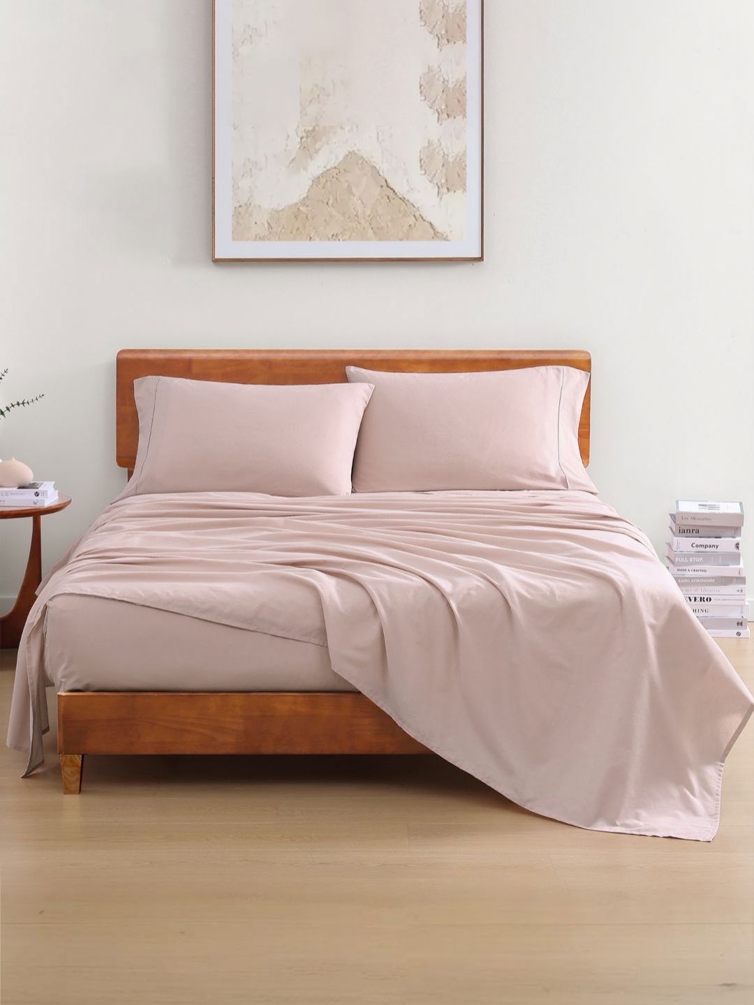 

LANE LINEN Red 144 TC Single Bedsheet with 1 Pillow Covers, Pink