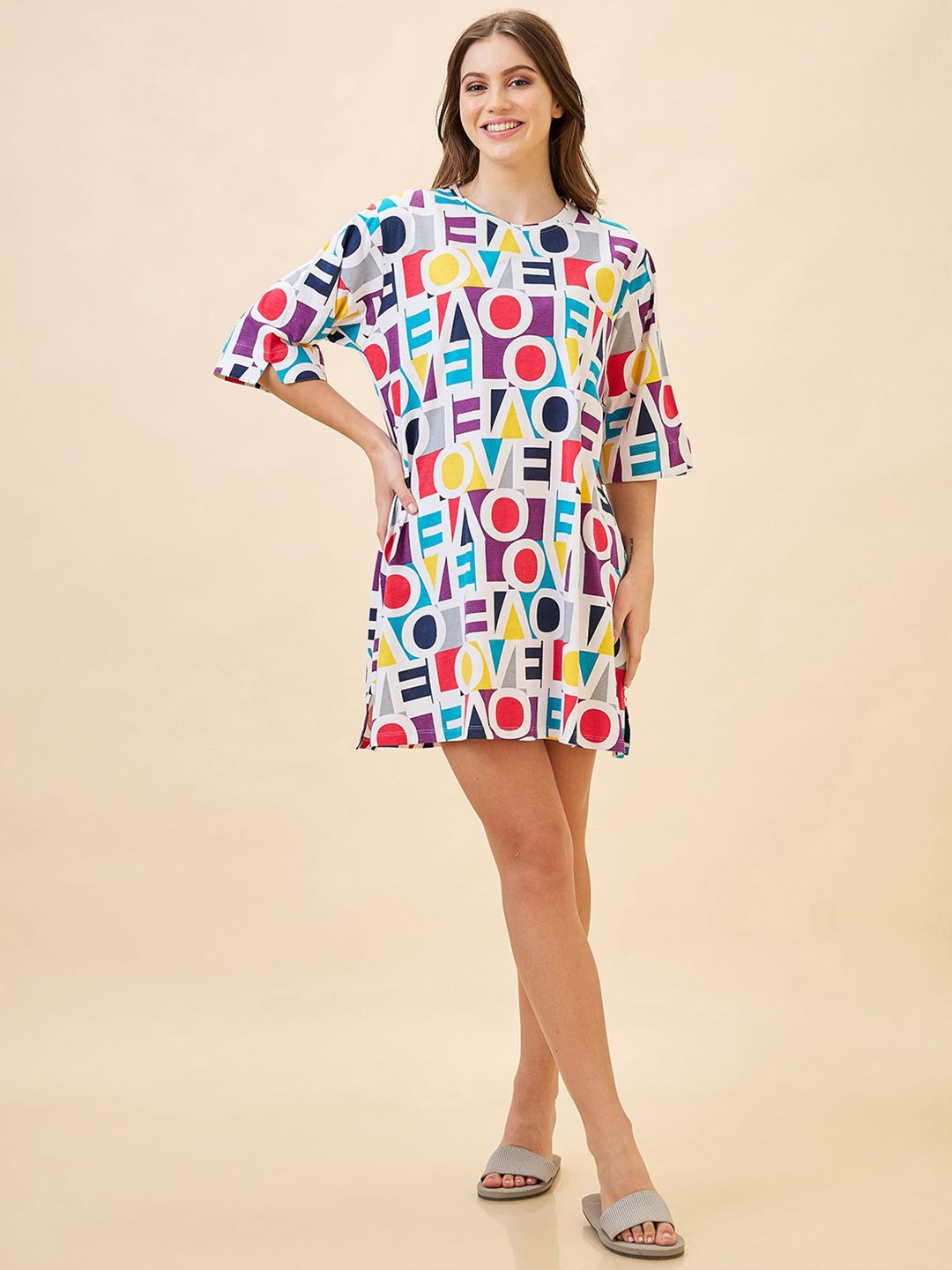

AV2 Printed Nightdress, Purple