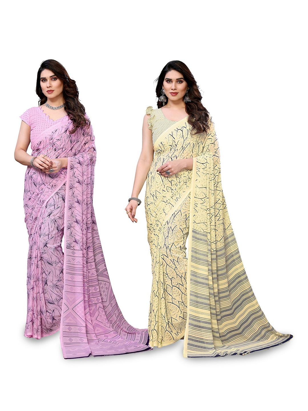 

Moda Rapido Floral Poly Georgette Saree, Pink