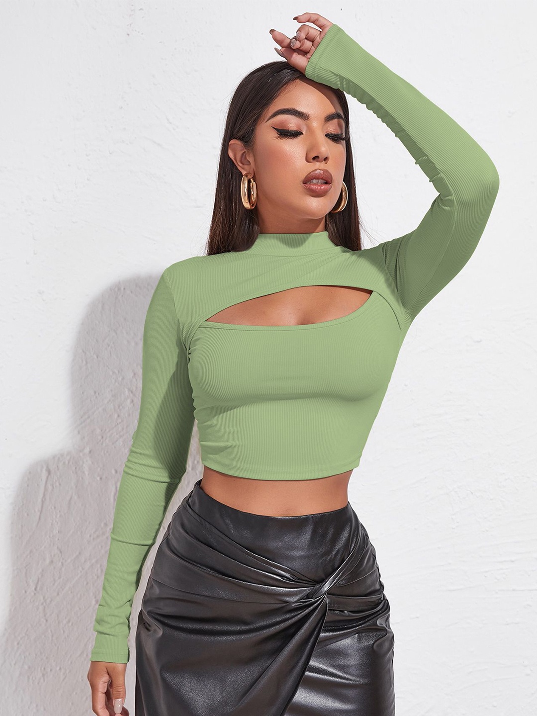 

AVANOVA Women Cut-Out Details Crop Top, Green