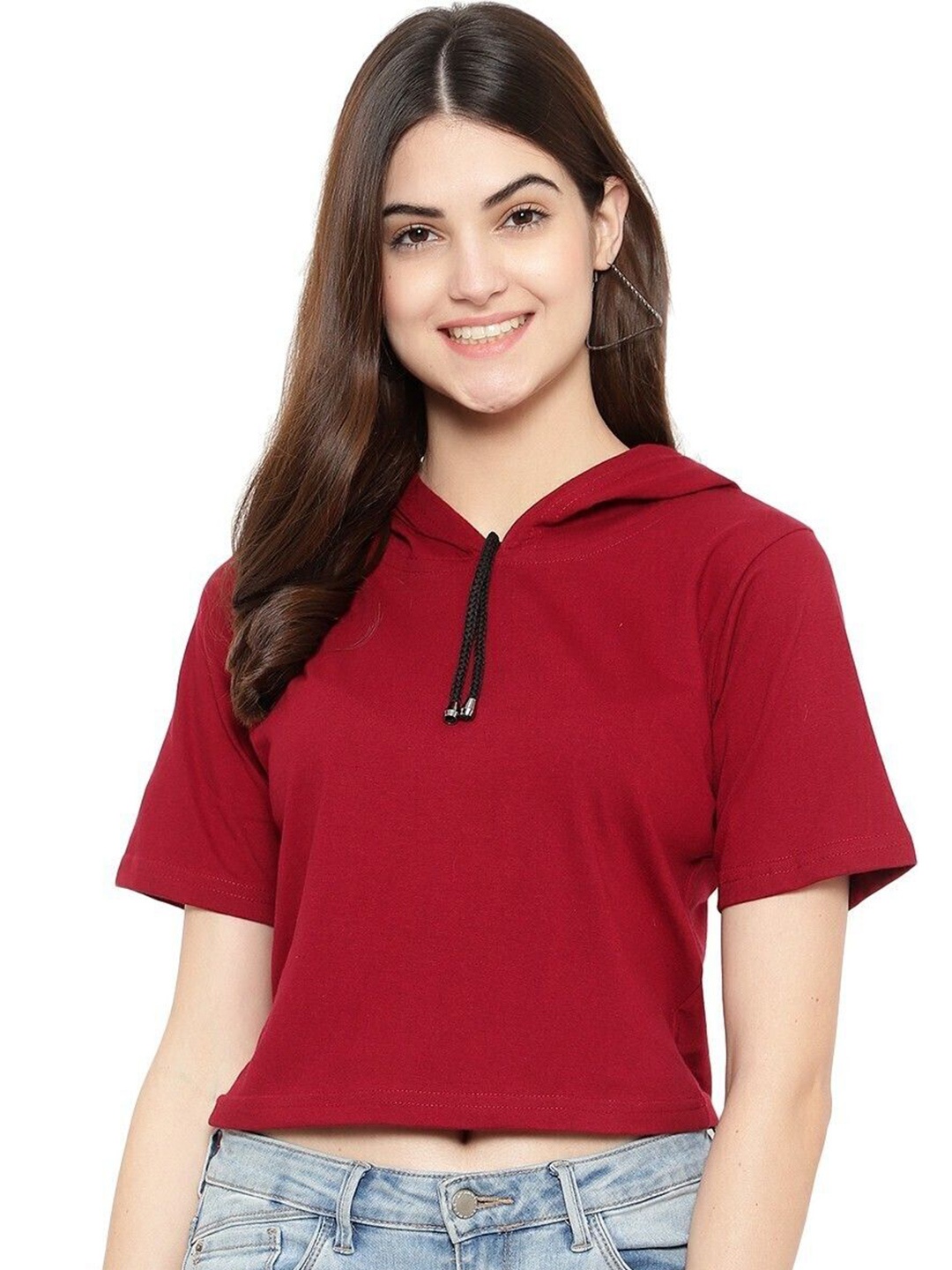 

DEEPMAYRA COLLECTION Women Hooded Cotton Tank Top, Maroon