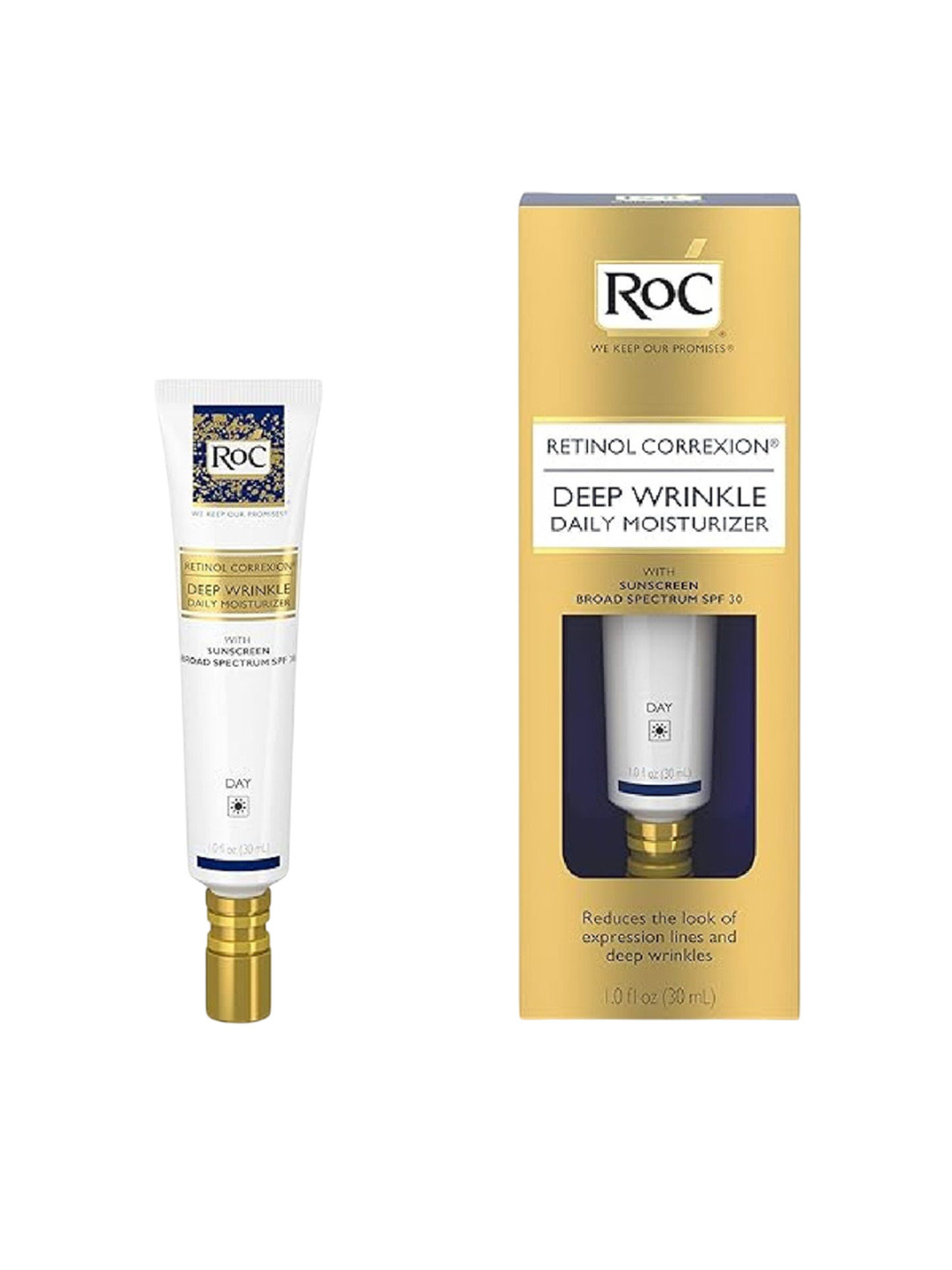 

ROC Retinol Correxion Deep Wrinkle Daily Moisturizer With SPF 30 - 30 ml, Gold