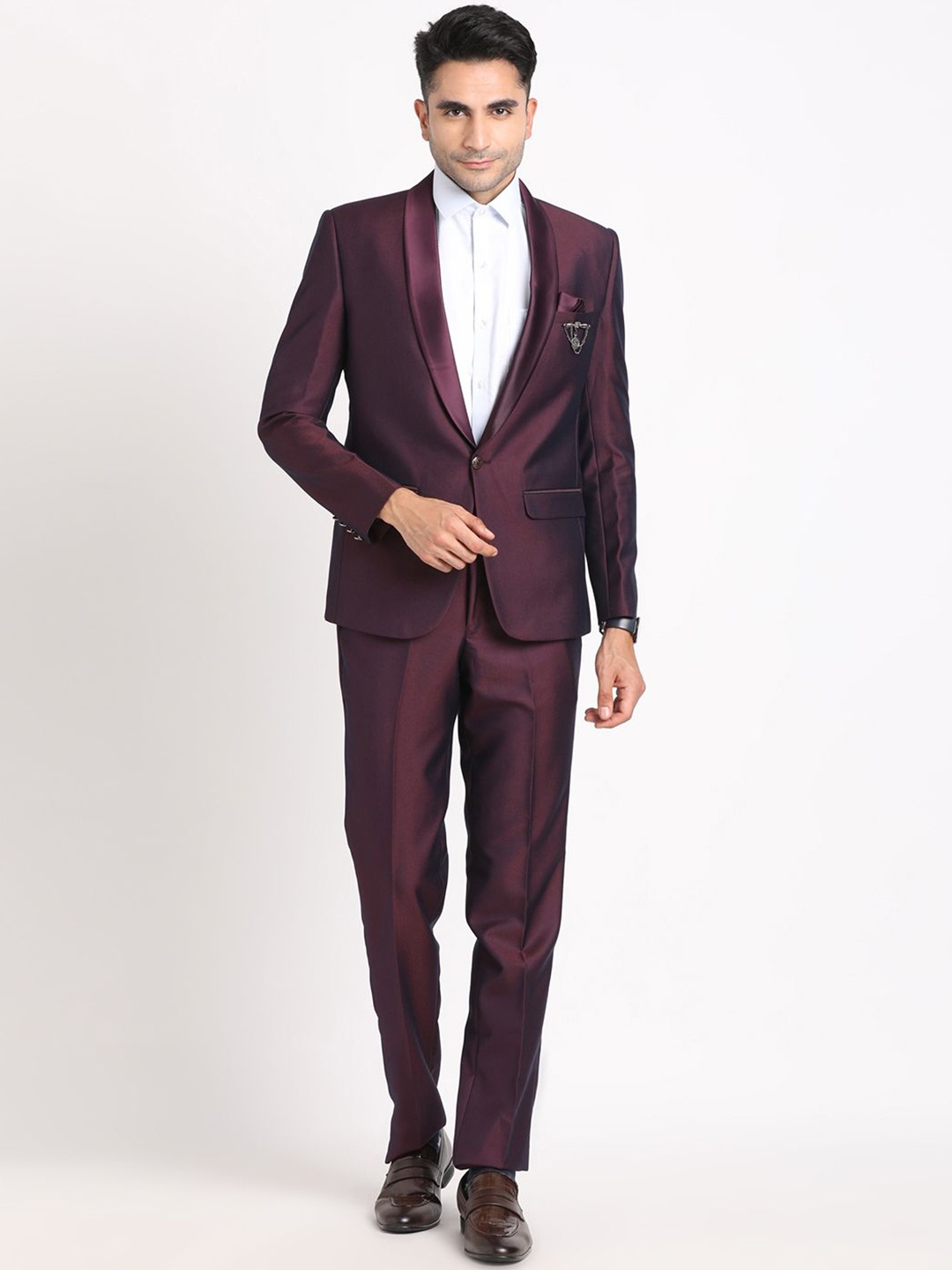 

Turtle Men Pack of 2 Shawl Collar Single Breasted Suit, Purple
