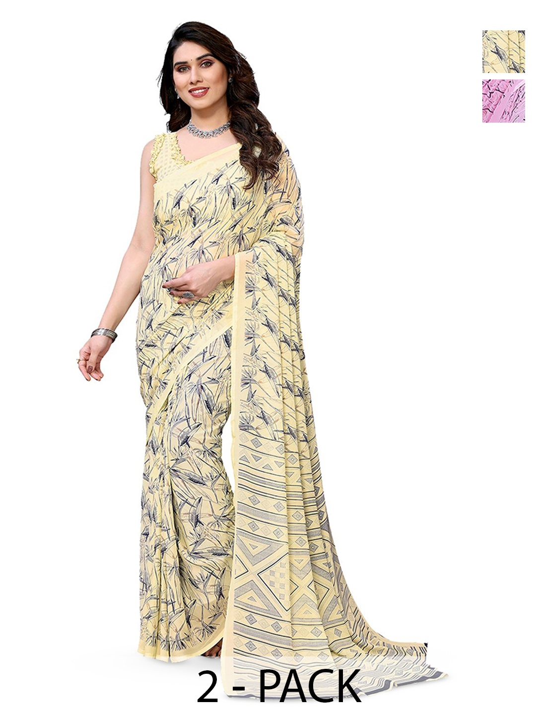 

Moda Rapido Poly Georgette Saree, Yellow