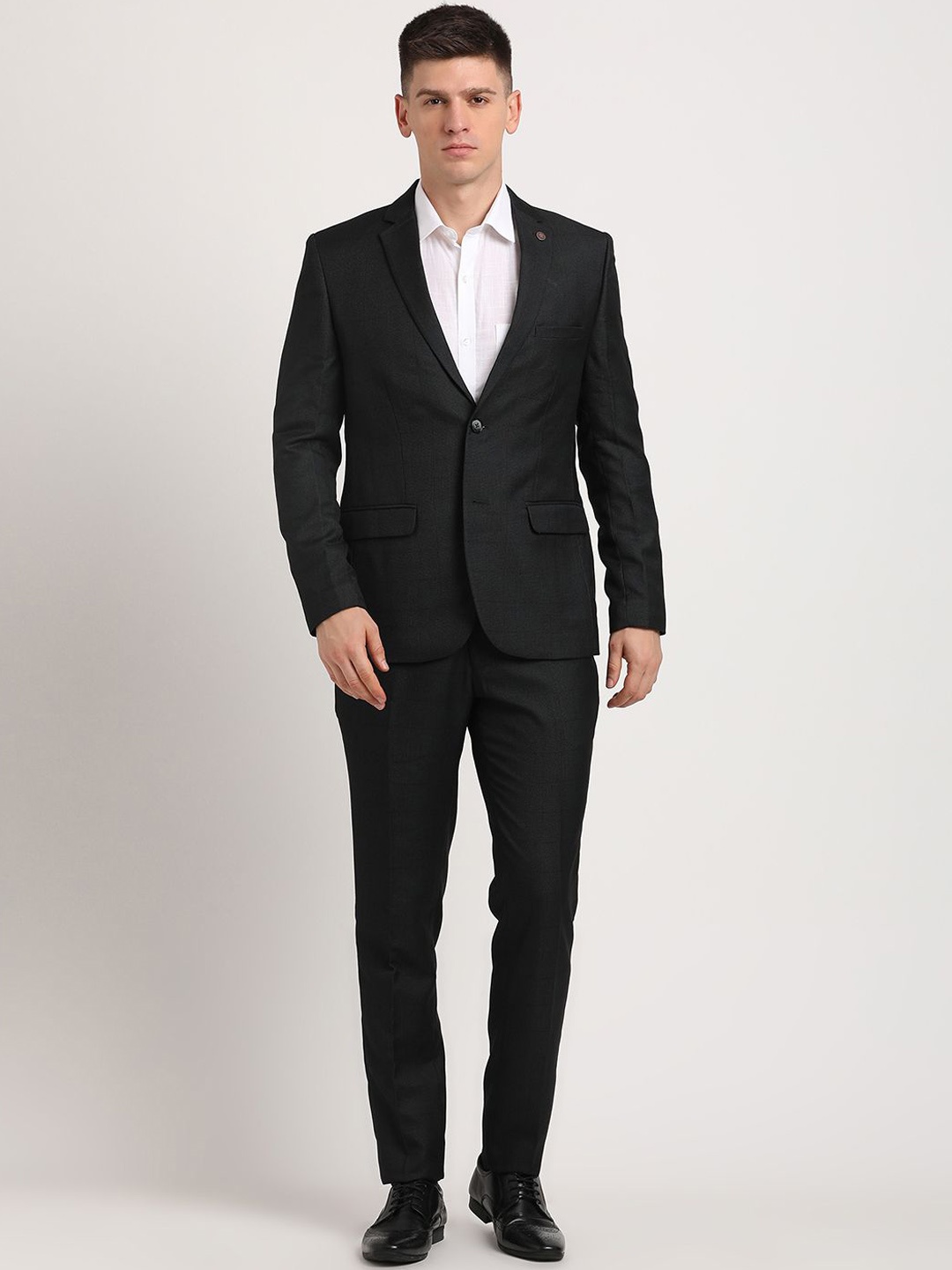 

Turtle Men Single-Breasted Two-Piece Suit, Black