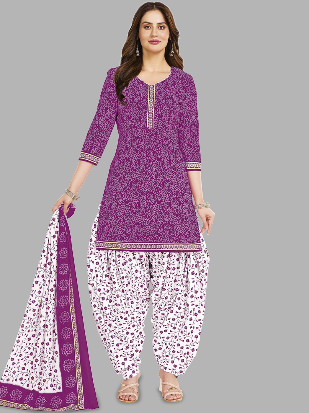 

Simmu Printed Pure Cotton Unstitched Dress Material, Pink