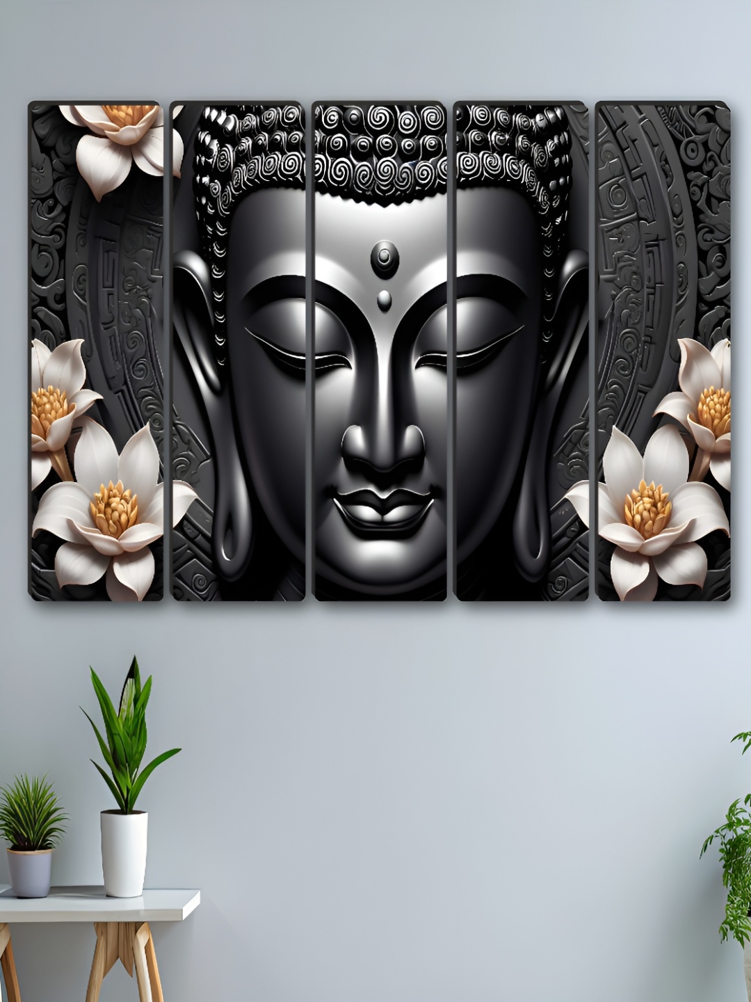 

Aura Black & White 5 Piece Synthetic Wood Religious Wall Paintings