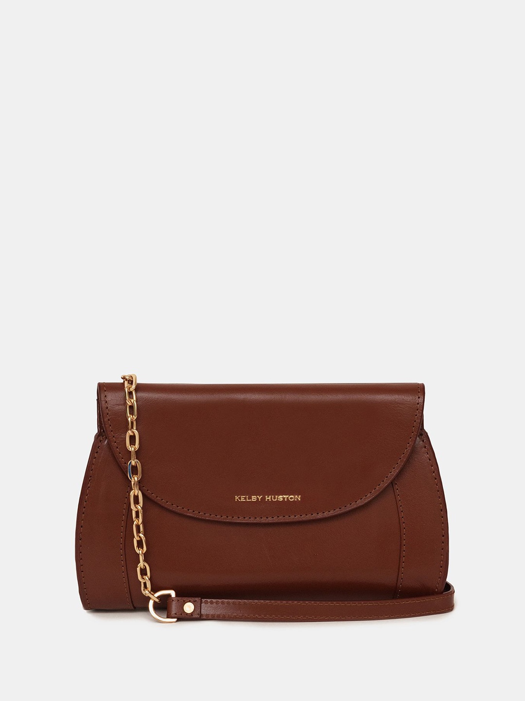 

KELBY HUSTON Leather Structured Sling Bag, Brown