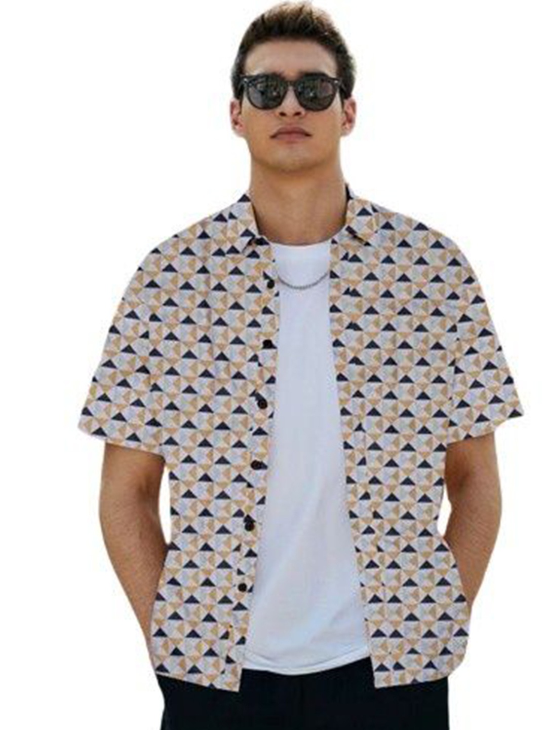 

ISUEL FAB Men Geometric Printed India Slim Fit Casual Shirt, Orange