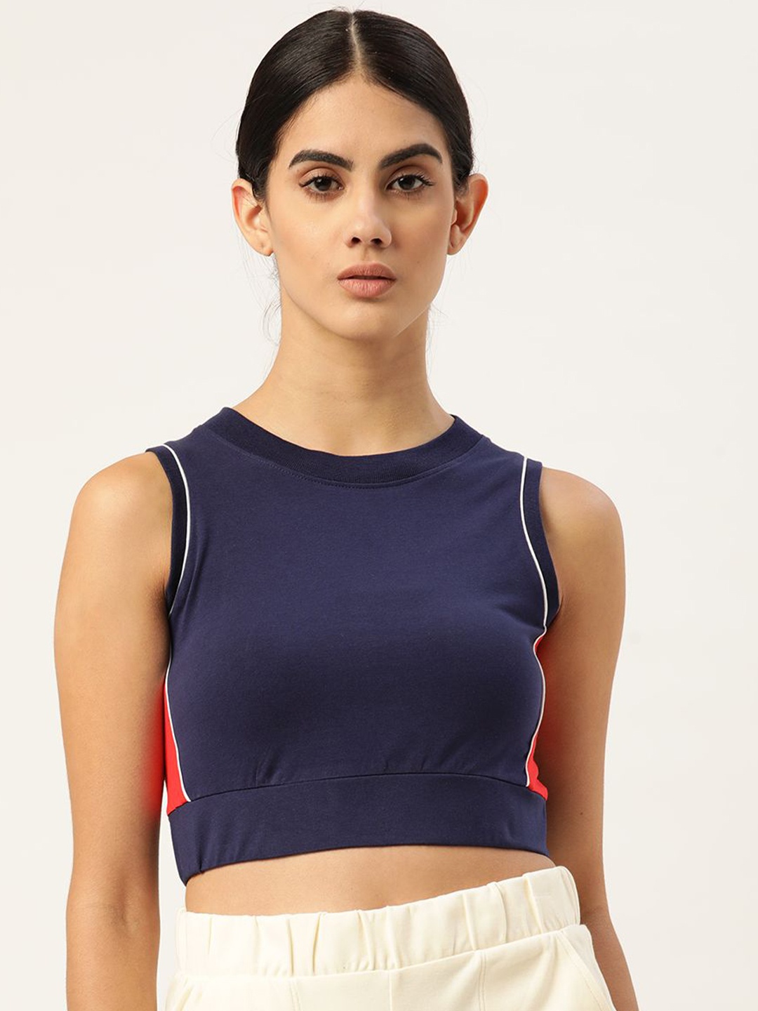 

AMSWAN Cotton Tank Crop Top, Navy blue