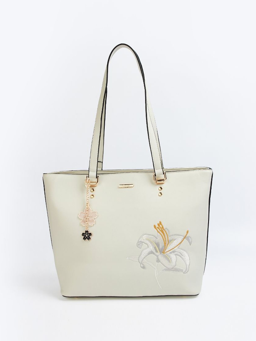 

Ginger by Lifestyle Floral PU Oversized Swagger Shoulder Bag, Off white