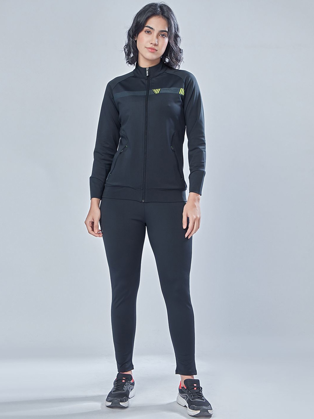 

SPORT SUN Women Mock Neck Tracksuit, Grey