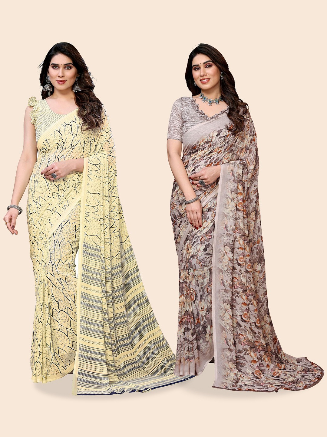 

Moda Rapido Floral Poly Georgette Saree, Yellow