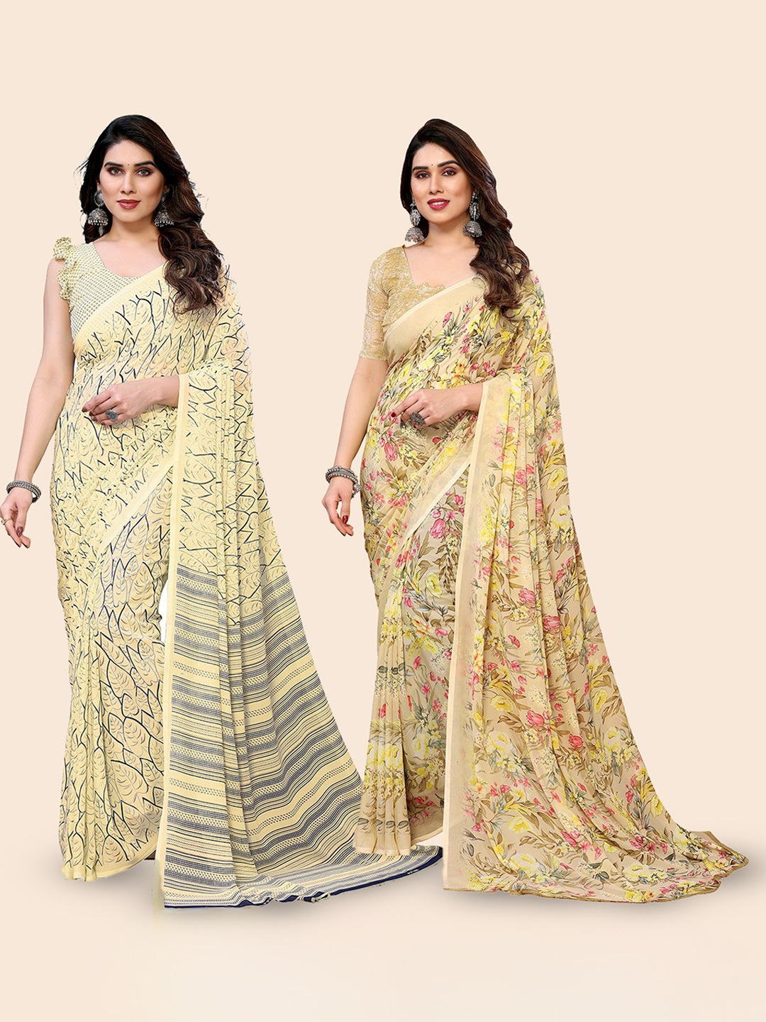 

Moda Rapido Floral Poly Georgette Saree, Yellow