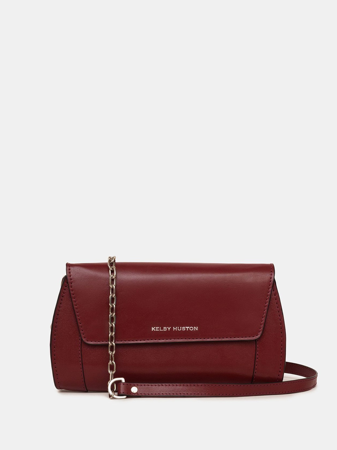

KELBY HUSTON Leather Structured Sling Bag with Quilted, Maroon