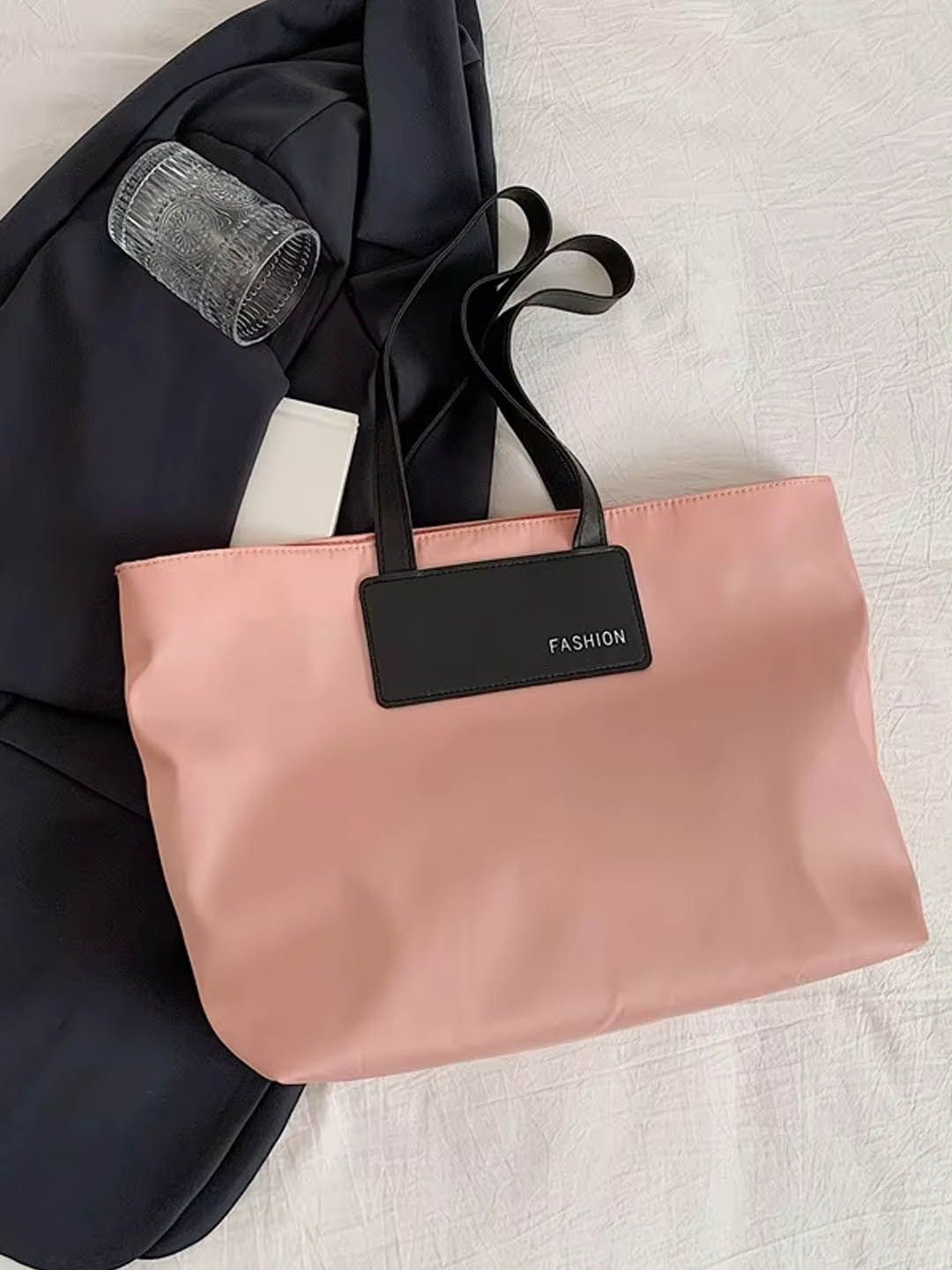 

StyleCast Oversized Structured Hobo Bag with Cut Work, Pink