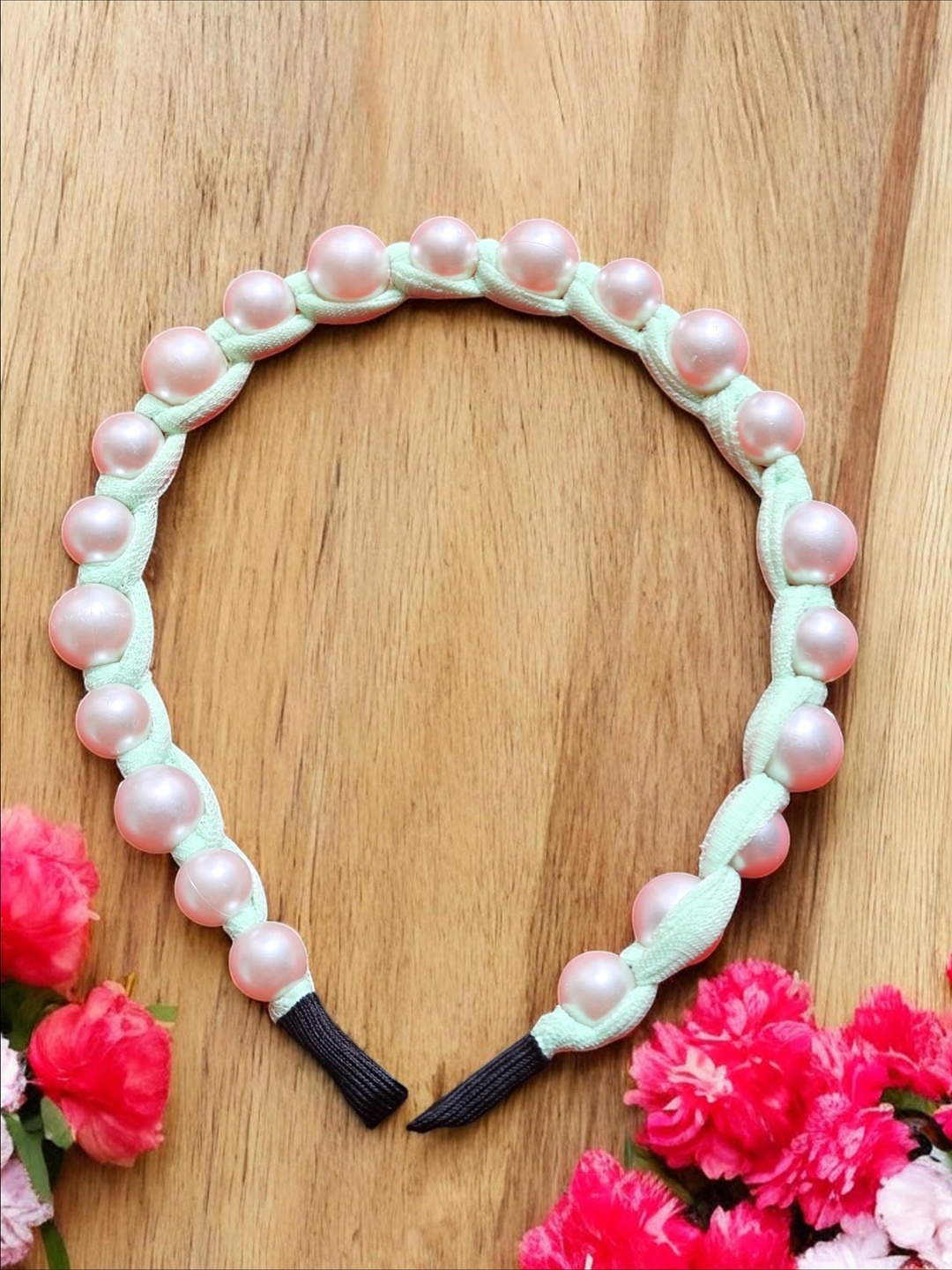 

LYTIX Girls Pearl Beaded Hairband, Cream