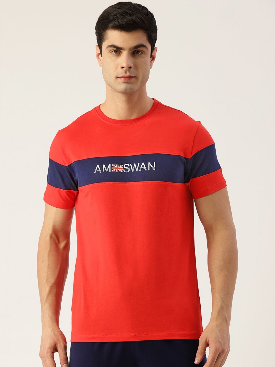 

AMSWAN Men Printed Applique T-shirt, Multi