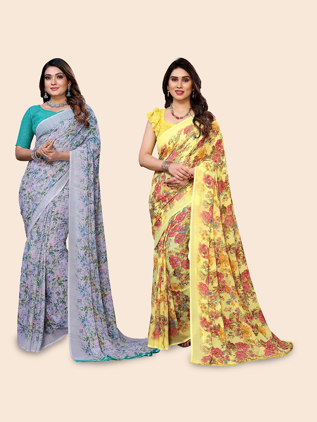 

Moda Rapido Floral Poly Georgette Saree, Yellow