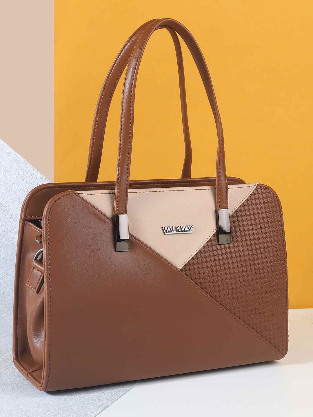 

WALKWAY by Metro Structured Sling Bag with Cut Work, Tan
