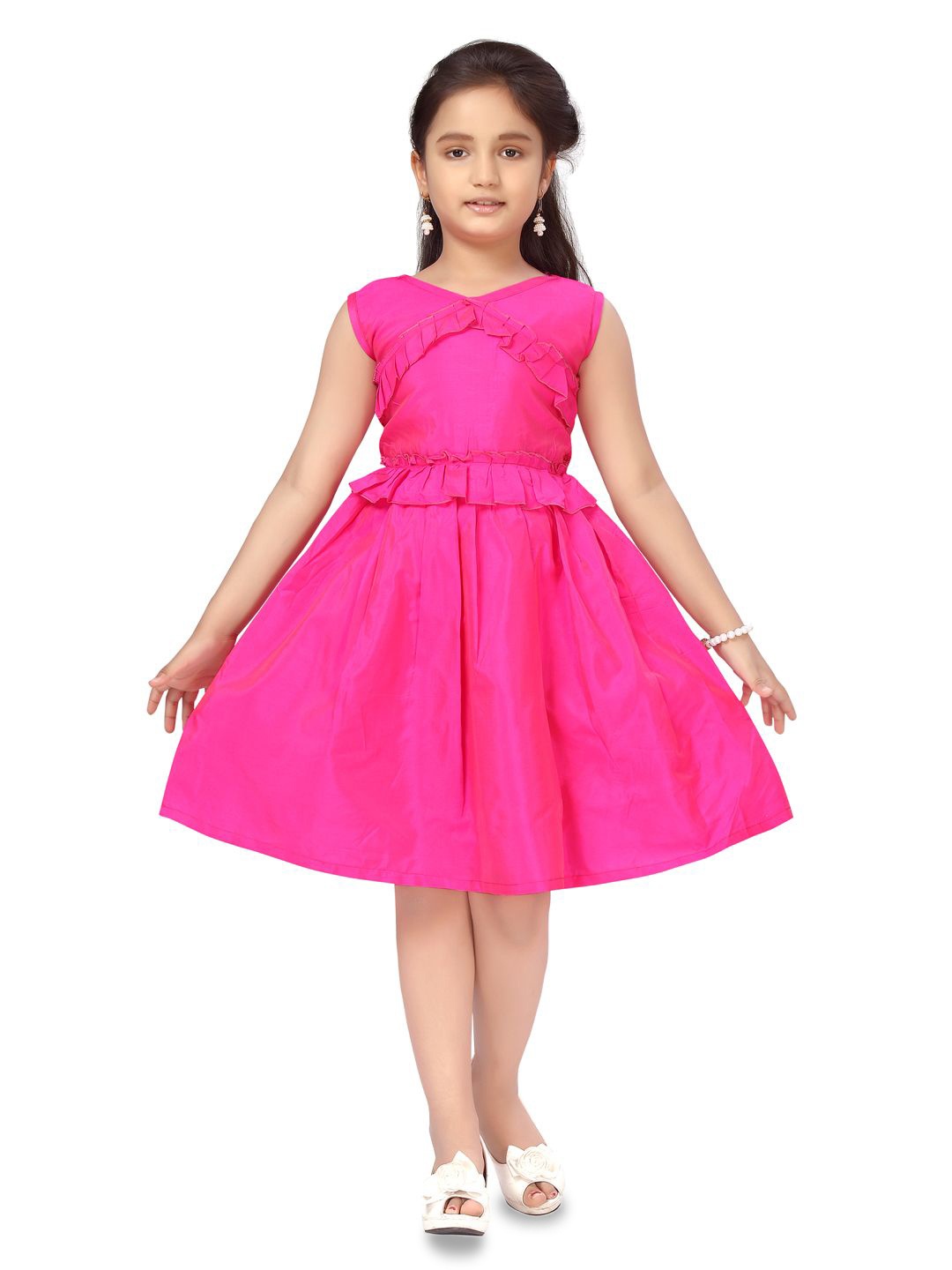

Sangria Girls Ruffled Fit and Flare Dresses, Pink