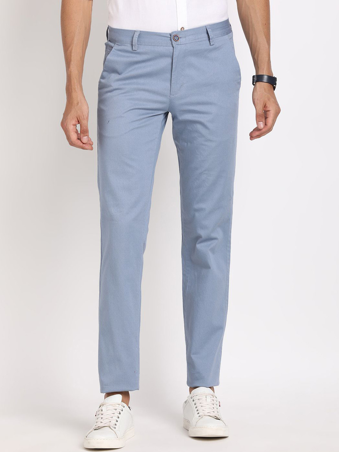 

Turtle Men Printed Relaxed Skinny Fit Chinos Trousers, Blue