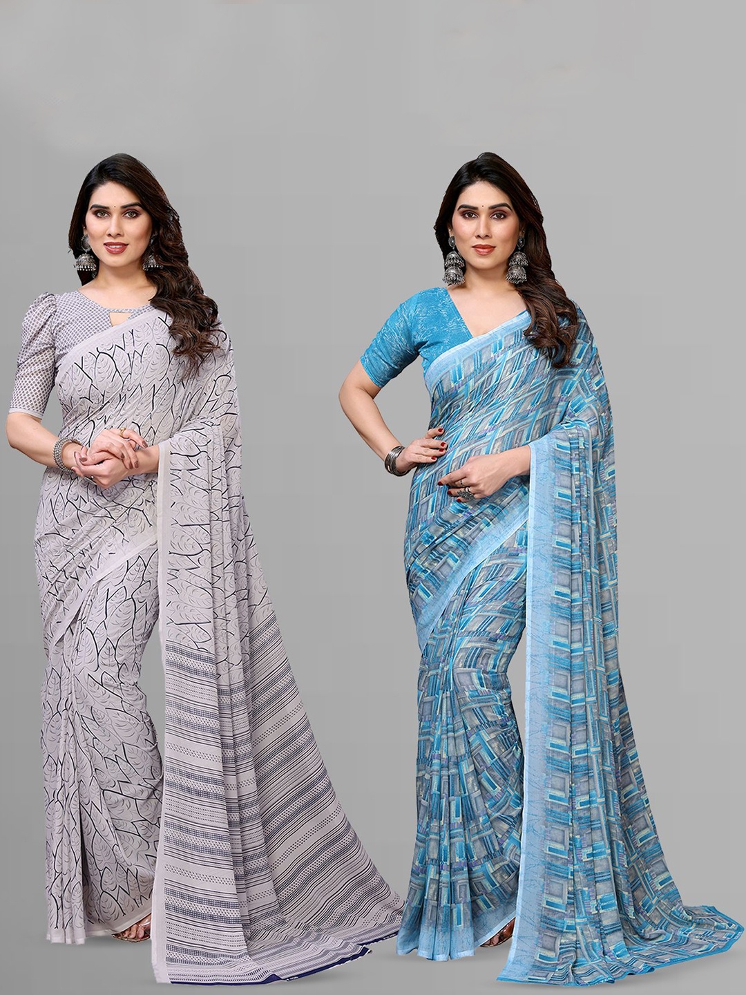 

Moda Rapido Poly Georgette Saree, Grey