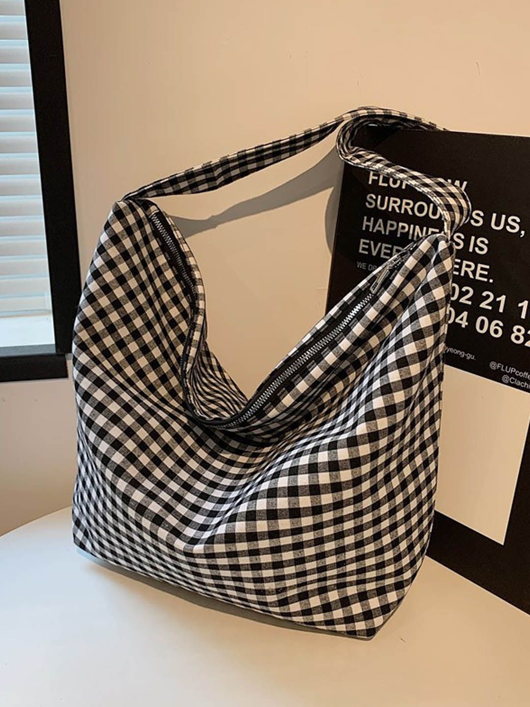

StyleCast Printed Shopper Hobo Bag with Quilted, Black