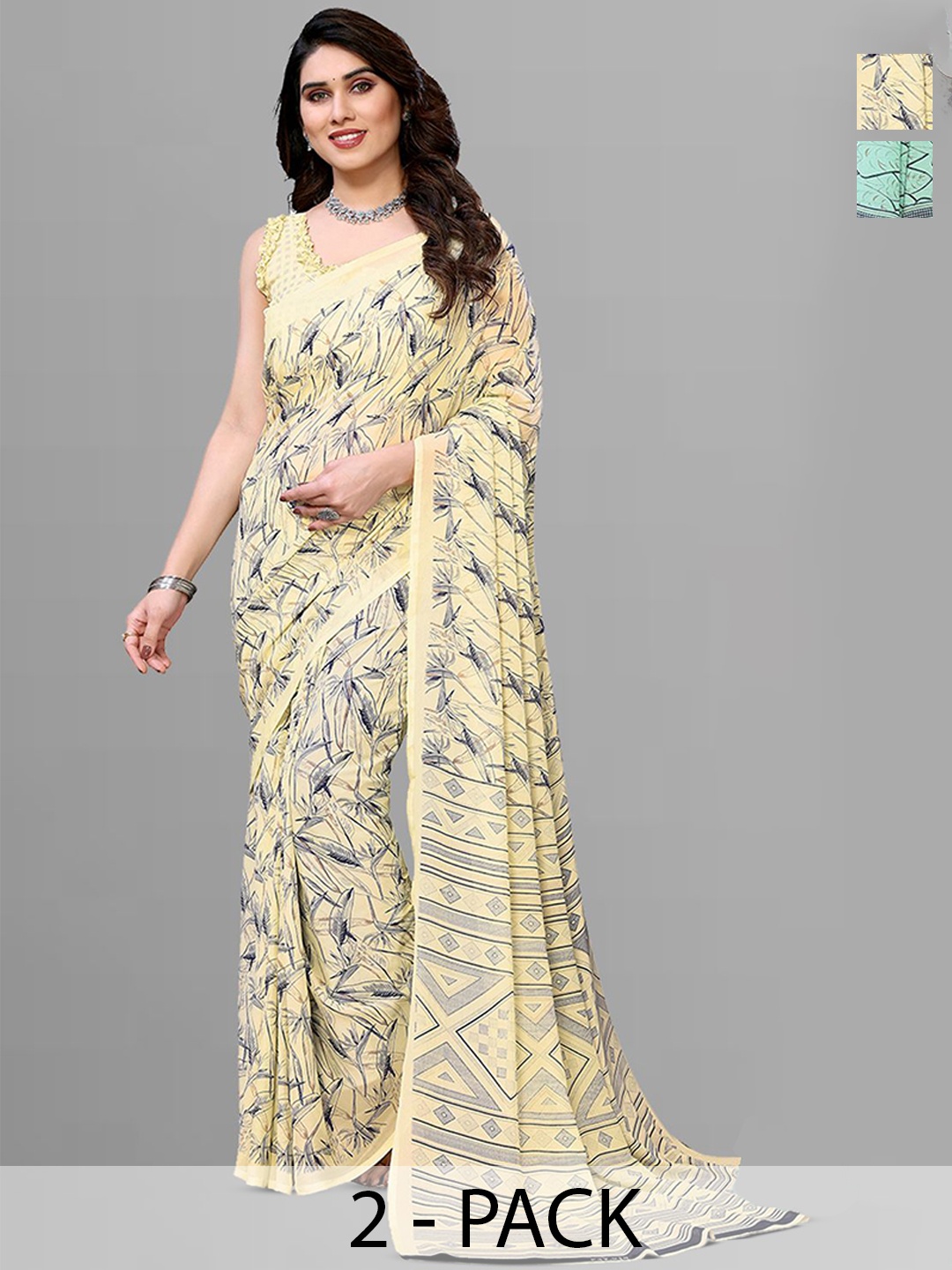 

Moda Rapido Floral Poly Georgette Saree, Green