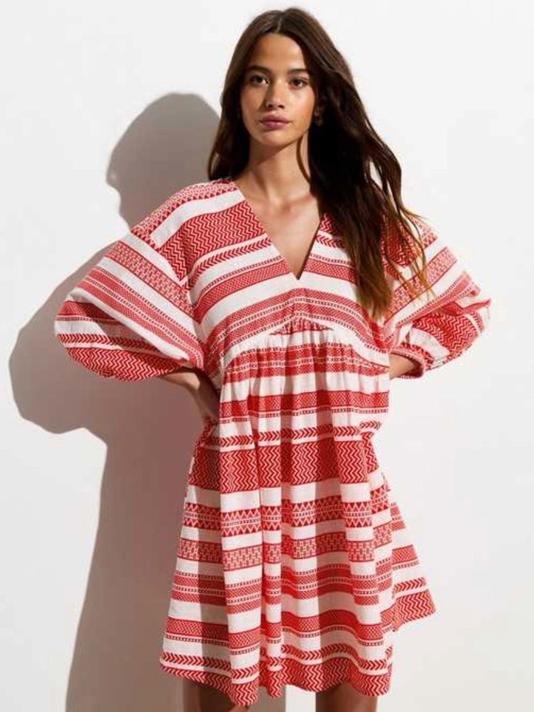 

DMPRSN ATTIRE Women Checked Empire Dress, Red