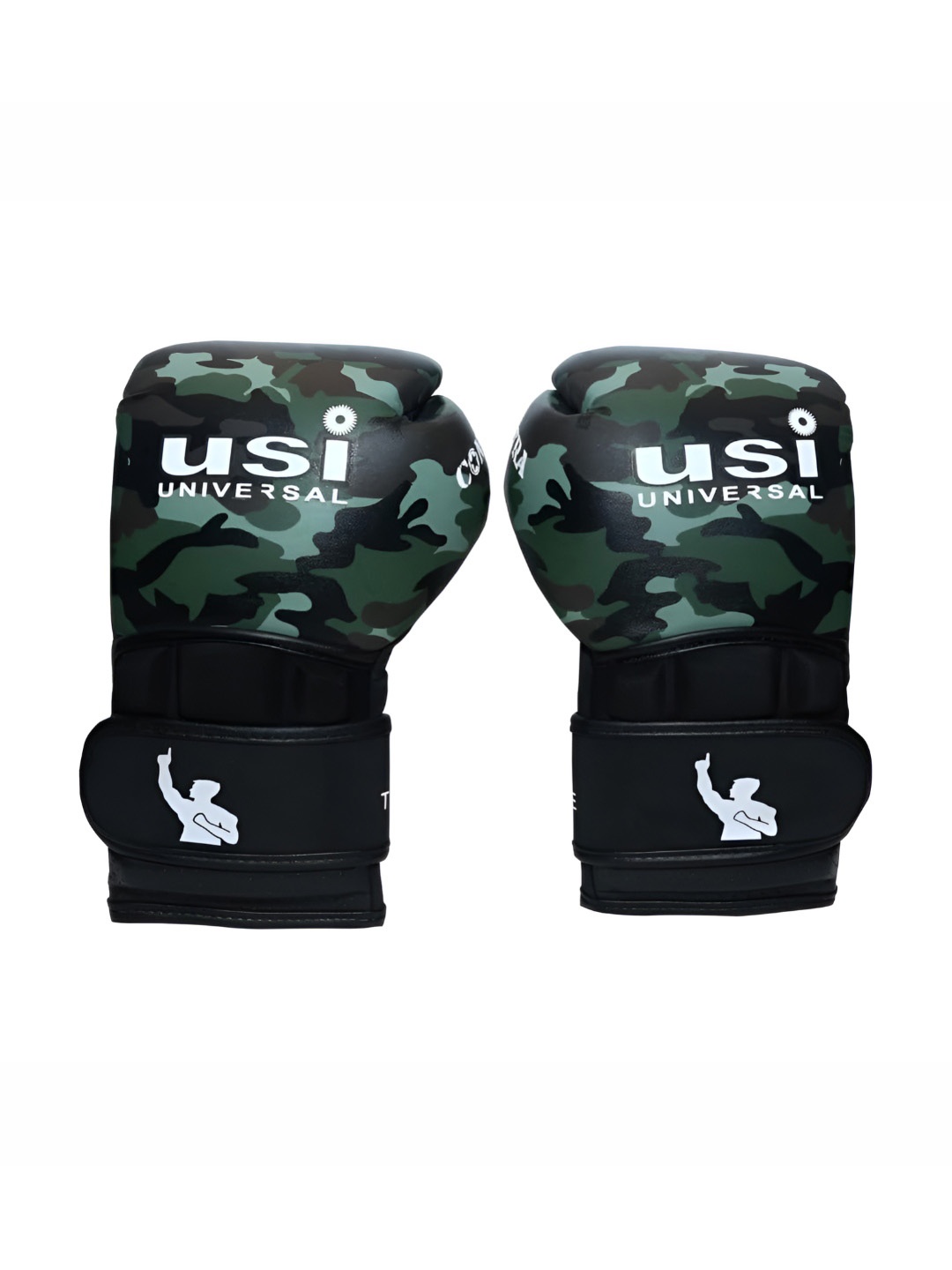 

USI UNIVERSAL THE UNBEATABLE 2-Pcs Printed Boxing Sports Gloves, Black