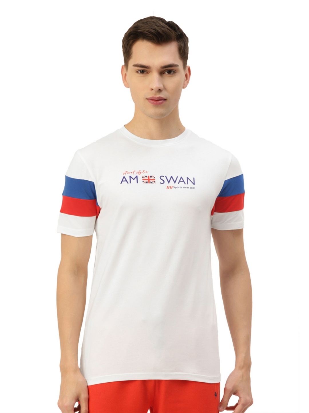 

AMSWAN Men Typography Printed Applique T-shirt, White