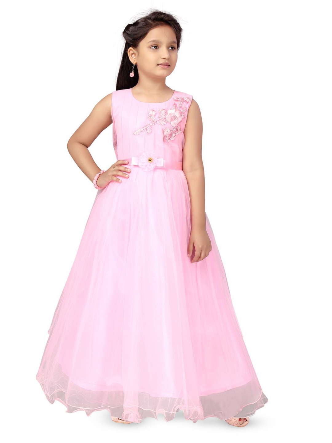 

Sangria Girls Embroidered Gown, Pink