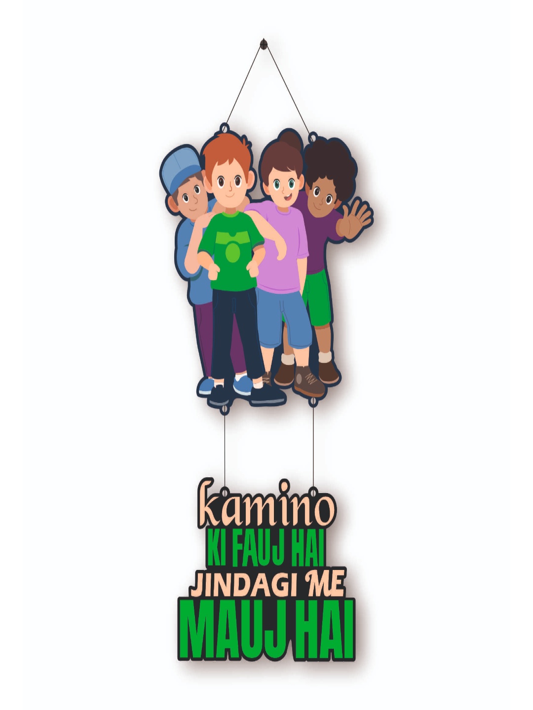 

CVANU Green & Brown Typography Printed Wooden Hanging Wall Decor