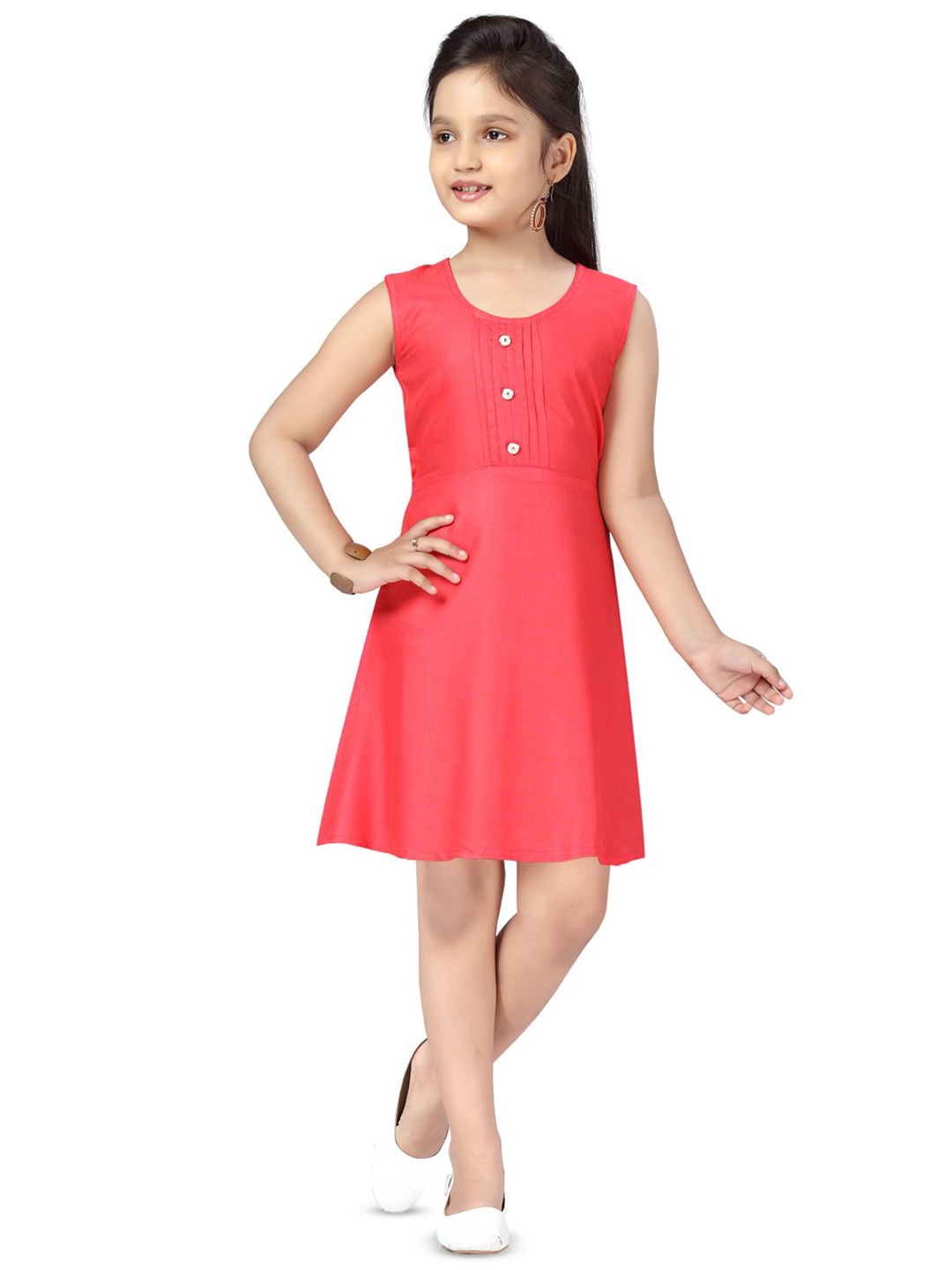 

BAESD Girls Cotton A-Line Dress, Red