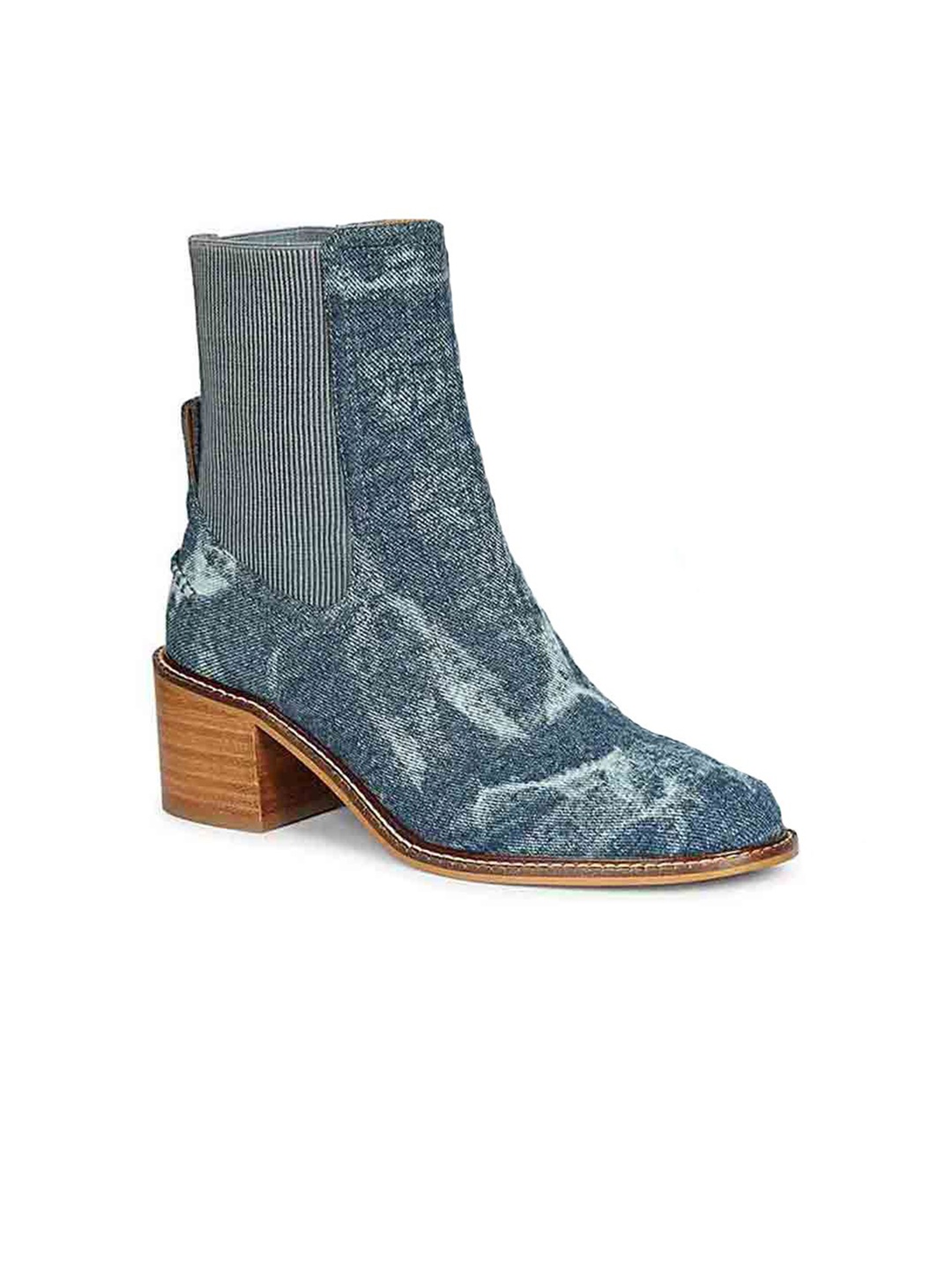 

SaintG Womens Washed Denim Leather Chelsea Boots, Blue