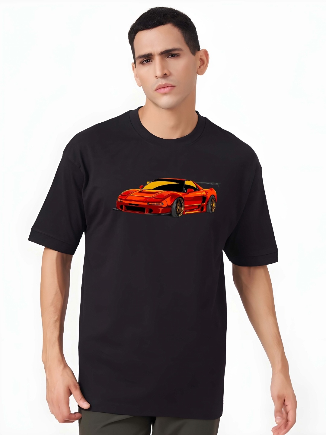 

Moda Rapido Men Drop-Shoulder Sleeves Pure Cotton T-shirt, Black