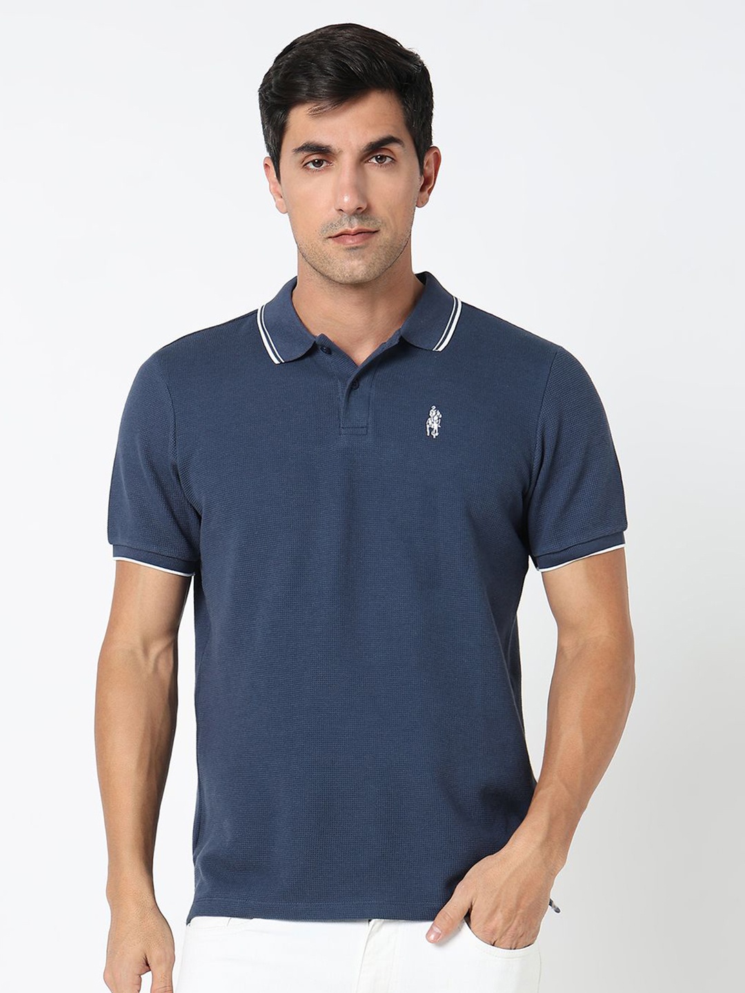 

R&B Men Polo Collar T-shirt, Blue
